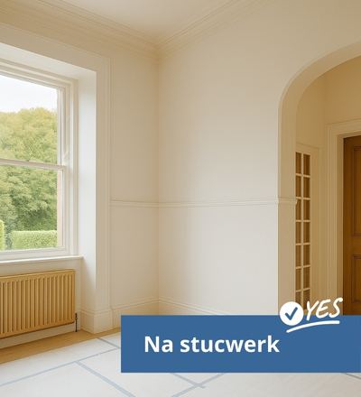 Project woonkamer stucen in Amsterdam na